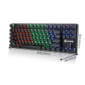 New arrival hot sale high quality wholesale 87 keys led  Backlight Rainbow backlit gaming  portable bluetooth wire keyboard